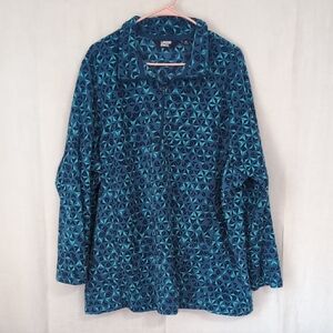 Lands' End Blue Geometric Quarter Zip Fleece Sweatshirt Size 3x